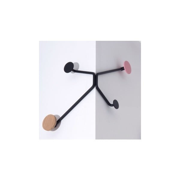 Čierny nástenný vešiak na vonkajší roh s ružovým detailom Gazzda Hook-image-3