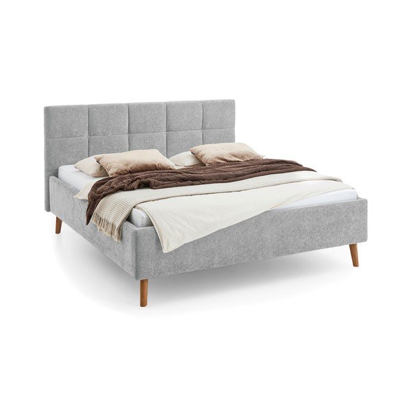 Sivá čalúnená dvojlôžková posteľ s úložným priestorom s roštom 180x200 cm Nova – Meise Möbel