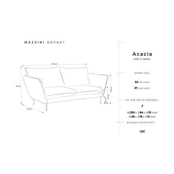 Béžová zamatová pohovka Mazzini Sofas Acacia, dĺžka 225 cm-image-3
