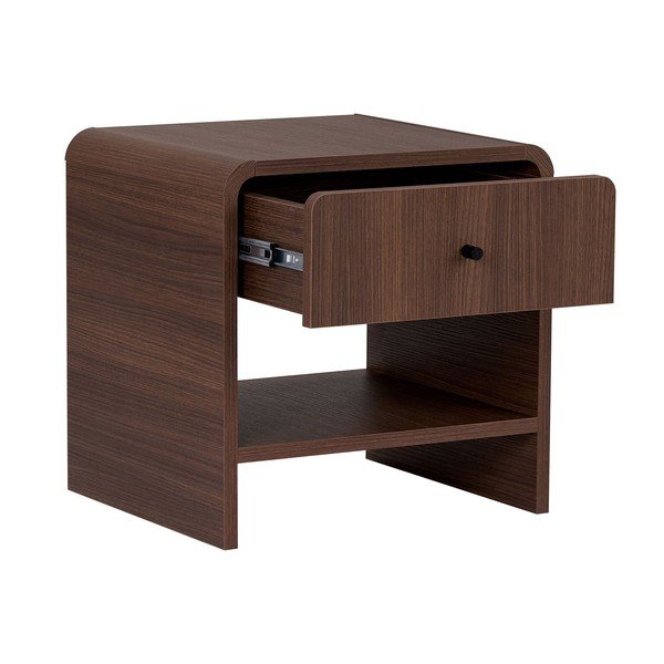 Nočný stolík v dekore orecha v tmavo prírodnej farbe Parila – Nordure-image-3