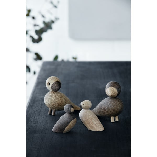 Súprava 2 sošiek z masívneho dubového dreva Kay Bojesen Denmark Pair of Sparrows-image-1