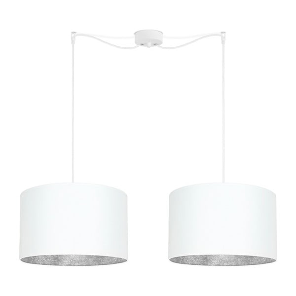 Biele dvojité stropné svietidlo s vnútrajškom v striebornej farbe Sotto Luce Mika