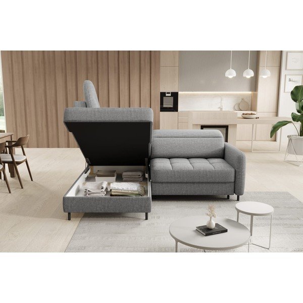 Sivá zamatová rozkladacia/s úložným priestorom rohová pohovka (ľavý roh/do L) Barea – ELTAP-image-4