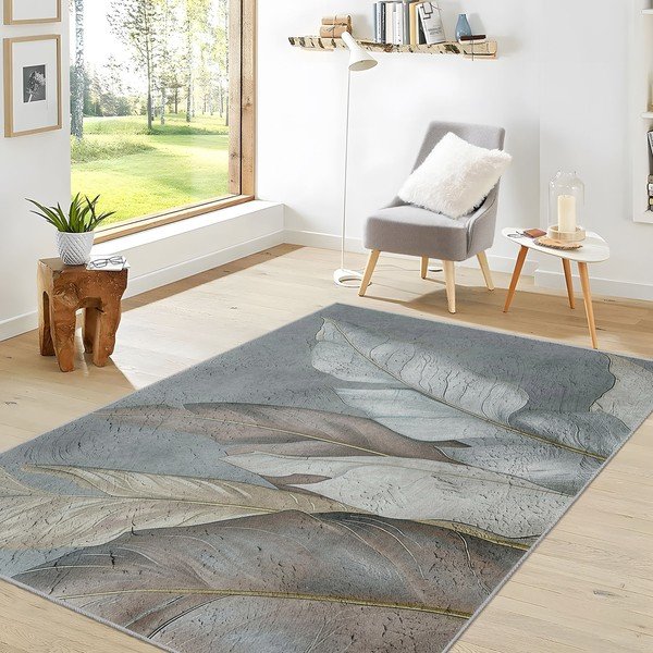 Zeleno-sivý prateľný koberec 80x150 cm Dusty Leaves – Mila Home-image-4