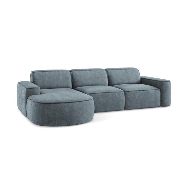 Sivomodrá ženilková rohová pohovka (ľavý roh/s leňoškou) Omao – Makamii-image-4