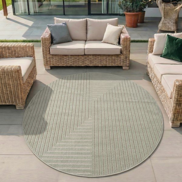 Zelený okrúhly vnútorný a vonkajší koberec ø 80 cm Nova 1202 – Ayyildiz Carpets-image-1