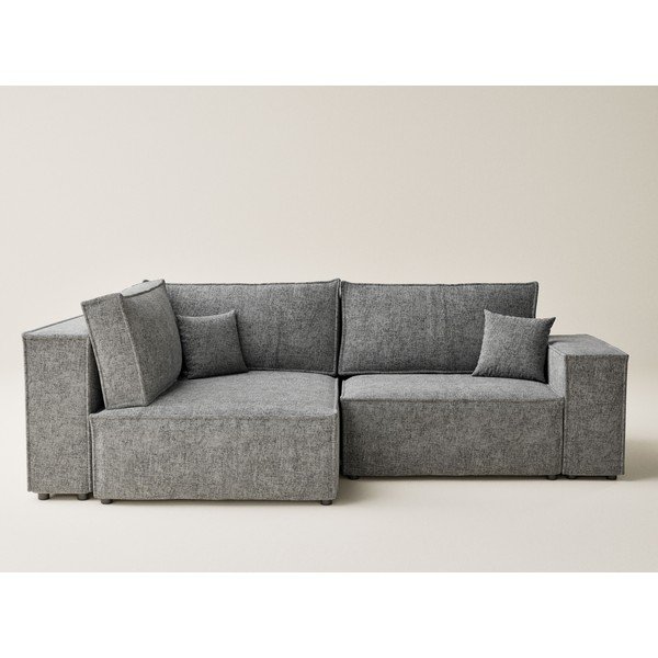 Sivá ženilková rozkladacia/s úložným priestorom rohová pohovka (ľavý roh/do L) Tonga – Maison de Rêve-image-2