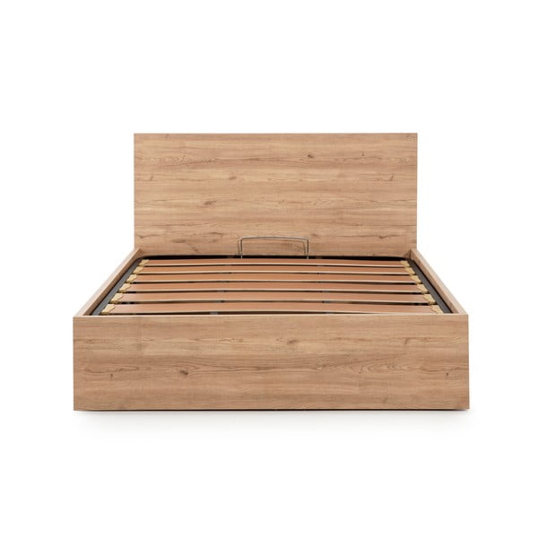 Dvojlôžková posteľ s úložným priestorom s roštom 160x200 cm v prírodnej farbe Kronos – Marckeric-image-2