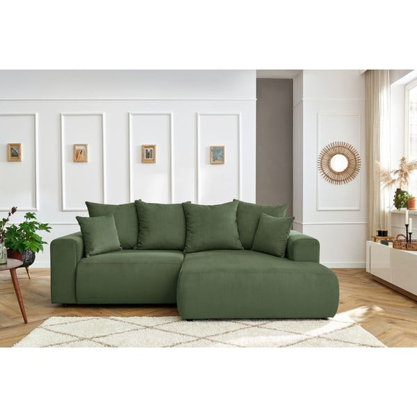 Zelená zamatová rohová pohovka Enjoy – Bobochic Paris-image-1