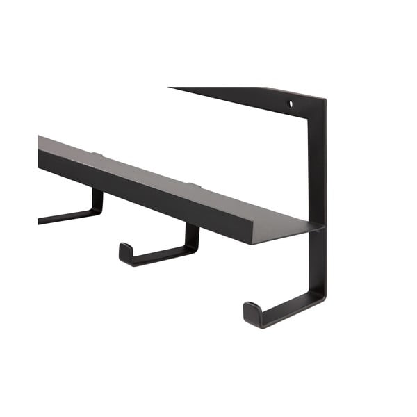 Čierny kovový nástenný vešiak s poličkou Quinn – WOOOD-image-3