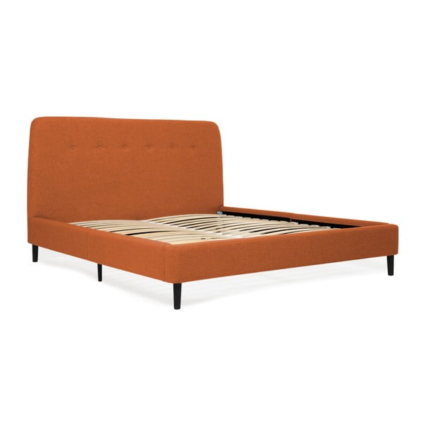 Oranžová dvojlôžková posteľ s čiernymi nohami Vivonita Mae Queen Size, 160 × 200 cm