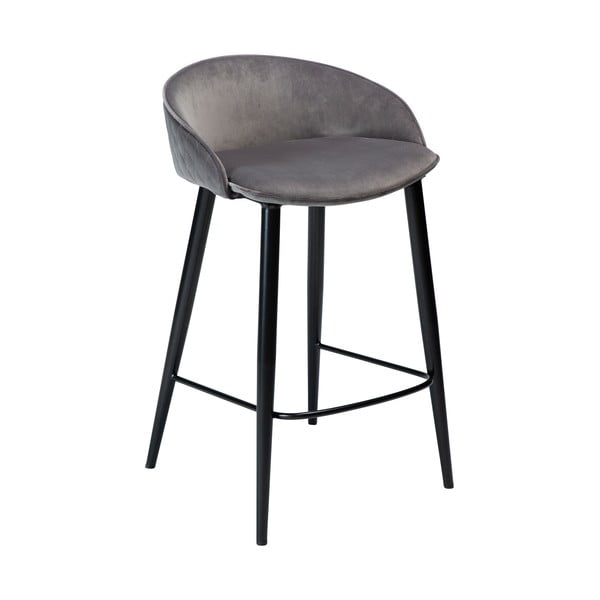 Sivá zamatová barová stolička DAN-FORM Denmark Dual, výška 91 cm