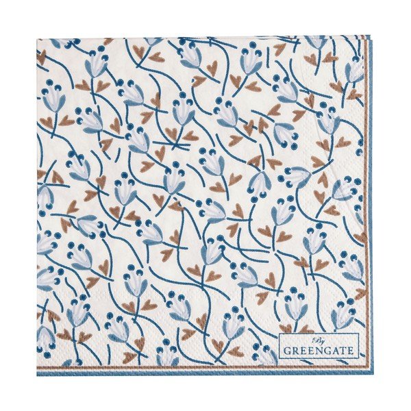 Súprava 20 modro-bielych papierových obrúskov Green Gate Addison