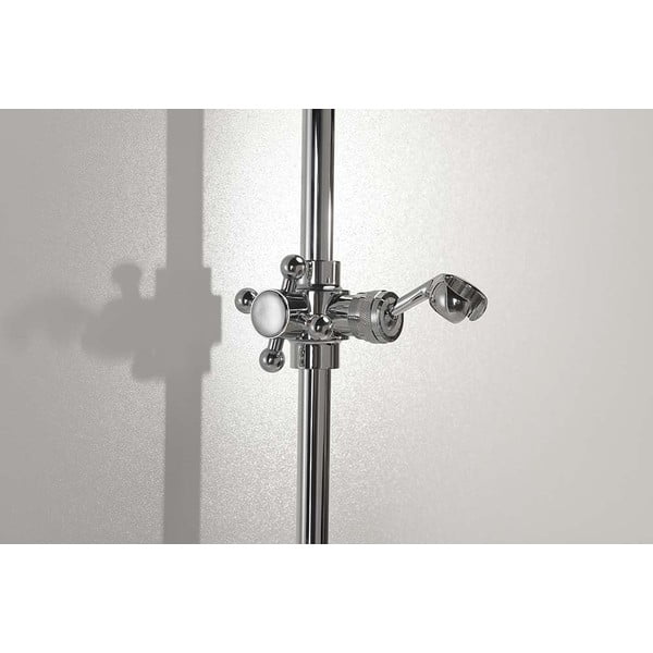 Nástenná mosadzná sprchová tyč v lesklo striebornej farbe s posuvným držiakom 67 cm Antea – Sapho-image-2