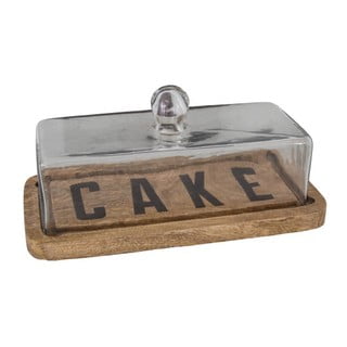 Drevený podnos na tortu so skleneným poklopom Antic Line Cake