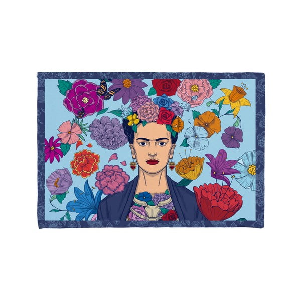 Modrá kúpeľňová predložka 40x60 cm Mexican Vibes - Madre Selva