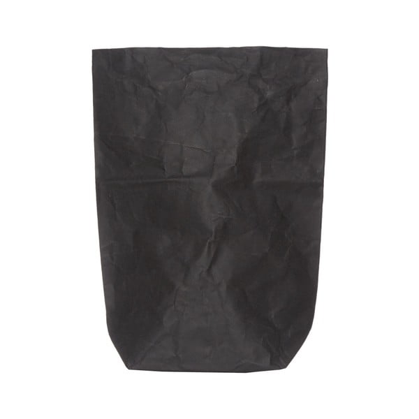 Čierny obal na kvetináč z umývateľného papiera Furniteam Plant, výška 62 cm