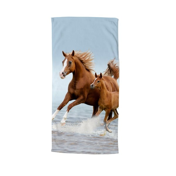 Modrá/hnedá detská zamatová plážová osuška 75x150 cm Free – Good Morning