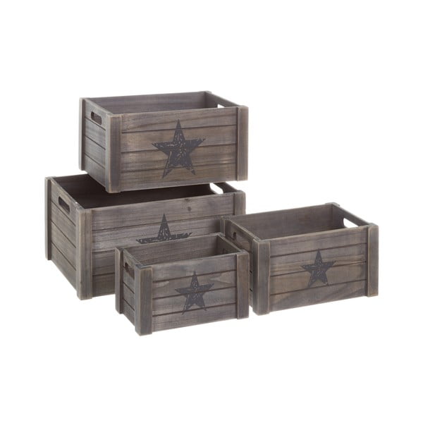 Sada 4 úložných boxov z dreva Unimasa Star