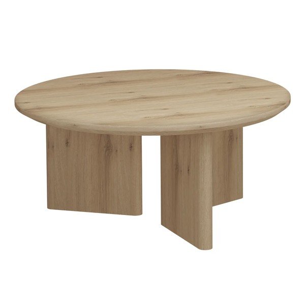 Okrúhly konferenčný stolík s doskou v dubovom dekore v prírodnej farbe ø 80 cm Chatham – Støraa-image-3