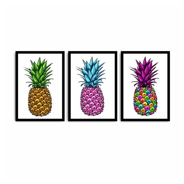 Trojdielny obraz Pineapple, 109 × 50 cm