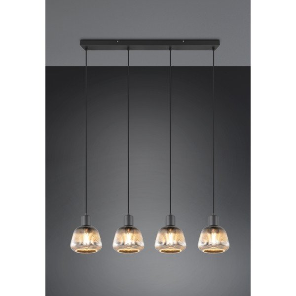 Čierne závesné svietidlo so skleneným tienidlom ø 15 cm Tarifa – Trio-image-1