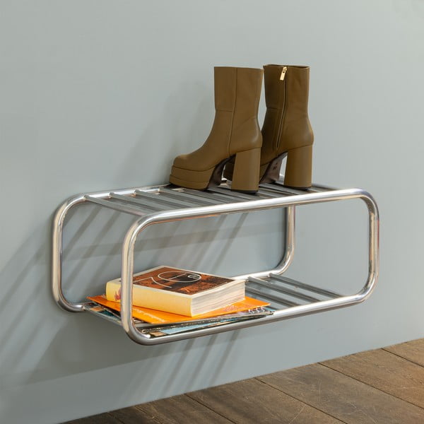 Kovová závesná skrinka na topánky v striebornej farbe 72x28x35 cm Retro – Spinder Design-image-1