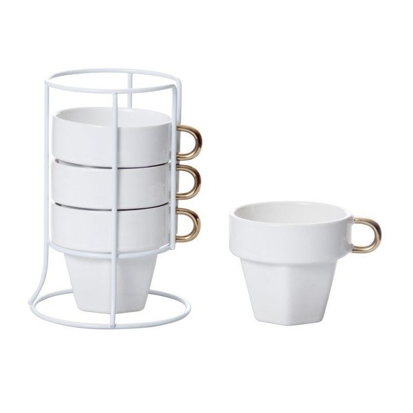 Sada 4 hrnčekov so stojanom Present Time Cappuccino Tower