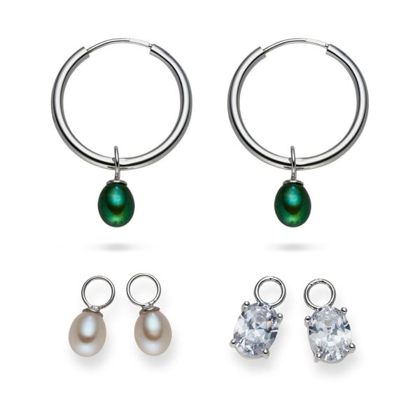 Náušnice Yamato Pearls s vymeniteľnými príveskami Silver Green-image-1