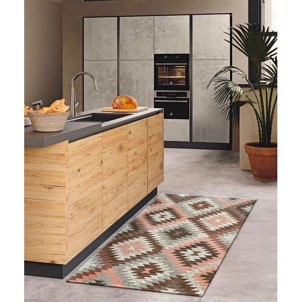 Ružovo-hnedý umývateľný behúň 55x115 cm Avana Rosa – Floorita-image-1