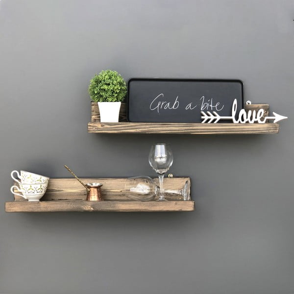Súprava 2 drevených nástenných políc Simple-image-3