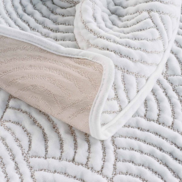 Biela/béžová súprava prikrývky a obliečky na vankúš jersey 220x240 cm Cassandra – douceur d'intérieur-image-2