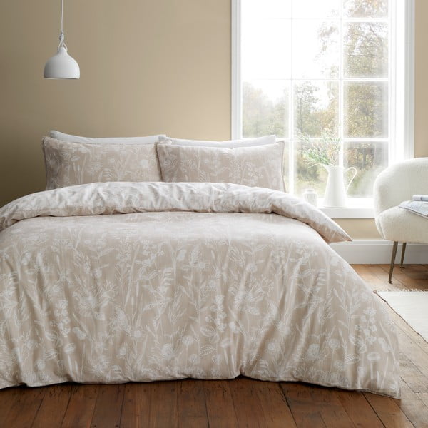 Béžové flanelové obliečky na jednolôžko 135x200 cm Floral Toile – Bianca-image-2