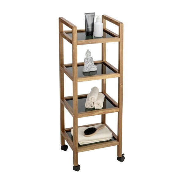 Čierny/v prírodnej farbe kúpeľňový regál z masívu akácie 35x101,5 cm Fondi – Wenko-image-4