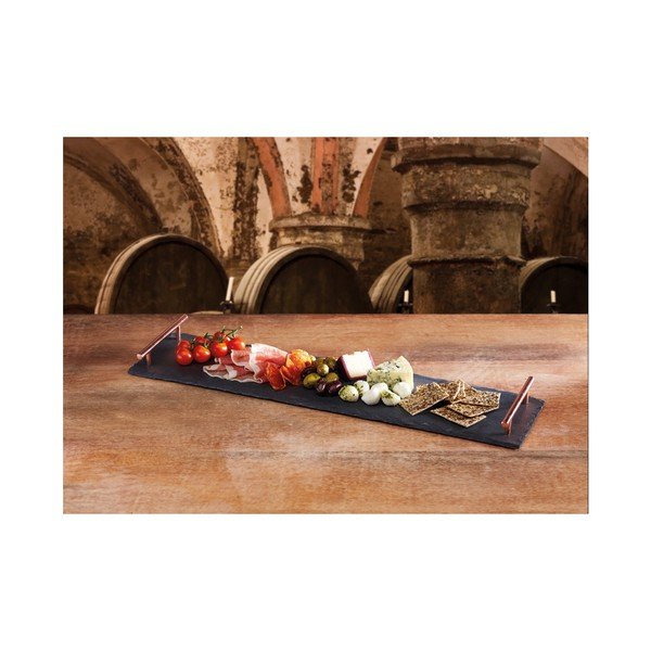 Bridlicová servírovacia tácka  Kitchen Craft  Master Class s medenými úchytkami, dĺžka 60 cm-image-1