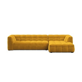 Žltá zamatová rohová pohovka Windsor & Co Sofas Vesta, pravý roh