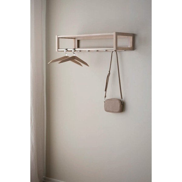 Nástenný vešiak z dubového dreva v prírodnej farbe s poličkou Confetti – Rowico-image-1