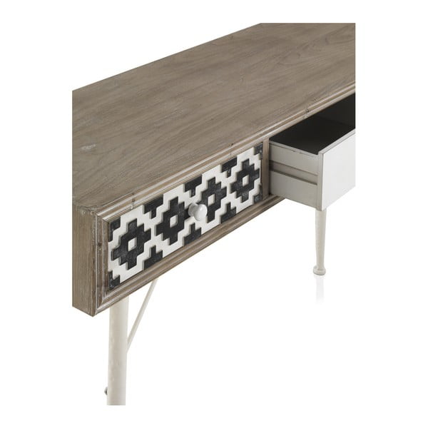 Konzolový stôl s čiernobielymi detailmi a troma zásuvkami Geese Rustico Geometric-image-1