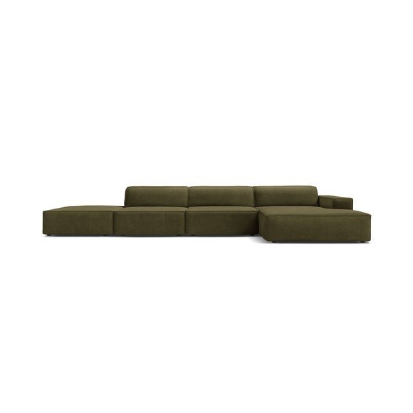 Khaki zamatová modulárna rohová pohovka (pravý roh/s leňoškou) Jodie – Micadoni -image-3