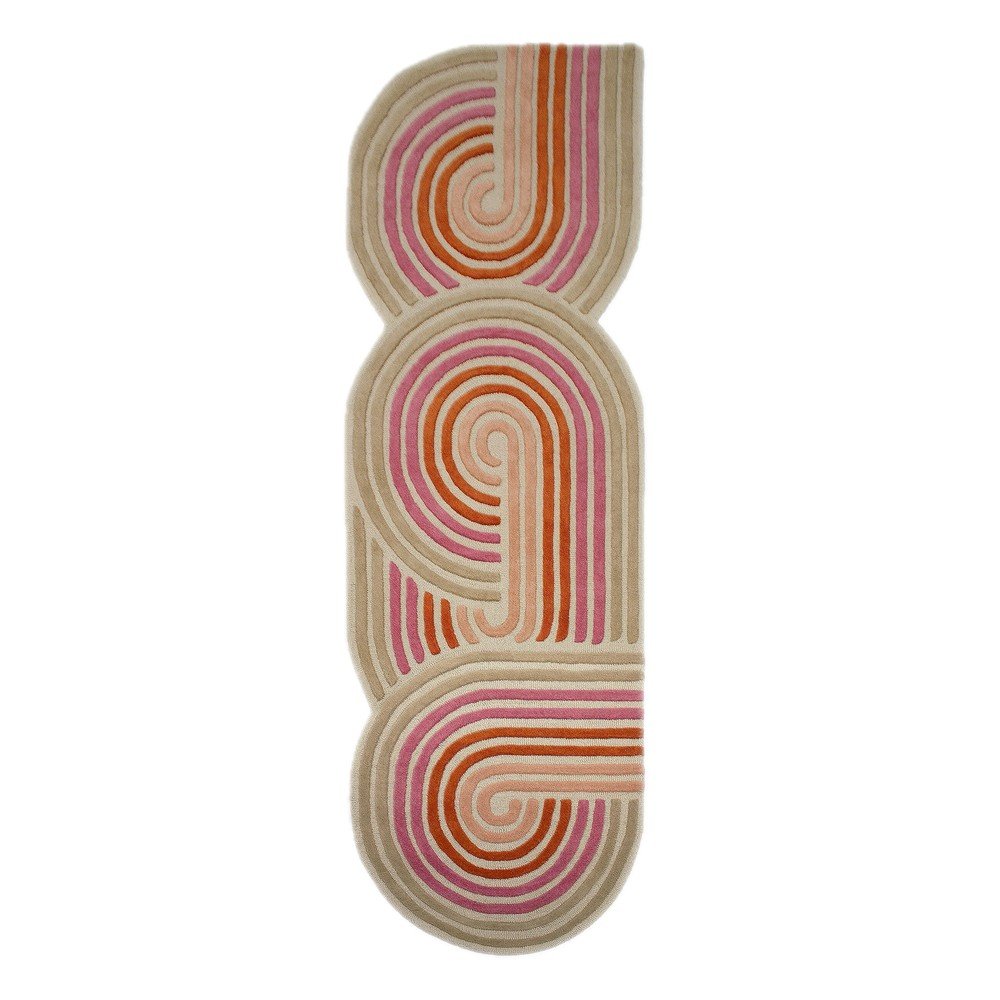 Ružový ručne tkaný vlnený behúň 80x300 cm Spiral Shaped – Flair Rugs