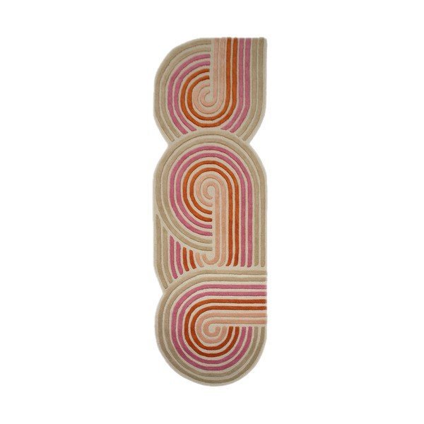 Ružový ručne tkaný vlnený behúň 80x300 cm Spiral Shaped  – Flair Rugs