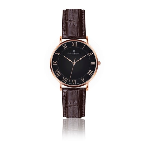 Pánske hodinky s hnedým remienkom z pravej kože Frederic Graff Rose Dom Croco Brown Leather
