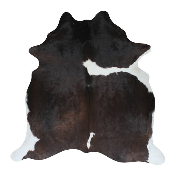Čierno-hnedý koberec z hovädzej kože, 195 x 175 cm
