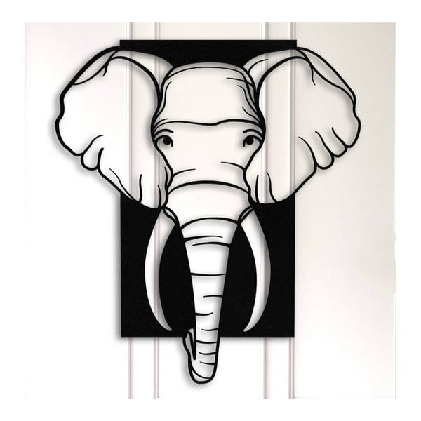 Čierna kovová nástenná dekorácia Elephant