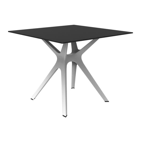 Jedálenský stôl s bielymi nohami a čiernou doskou vhodný do exteriéru Resol Vela, 90 × 90 cm