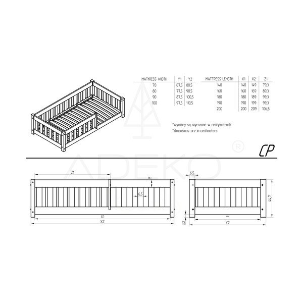 Detská posteľ s výsuvným lôžkom s úložným priestorom s roštom v prírodnej farbe 90x200 cm CP – Adeko-image-2