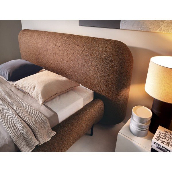 Terakotová čalúnená dvojlôžková posteľ s úložným priestorom s roštom 160x200 cm Pointt – ELTAP-image-3