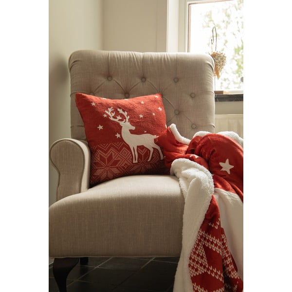 Červená deka s vianočným motívom s baránkom 130x150 cm – Tiseco Home Studio-image-1