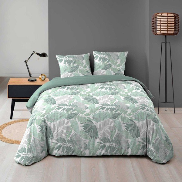 Zelené obliečky na dvojlôžko/predĺžené z mikroflanelu 240x220 cm Epicea – douceur d'intérieur-image-1