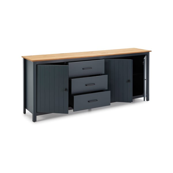 Tmavomodrá nízka komoda z borovicového dreva 190x80 cm Miranda – Marckeric-image-4